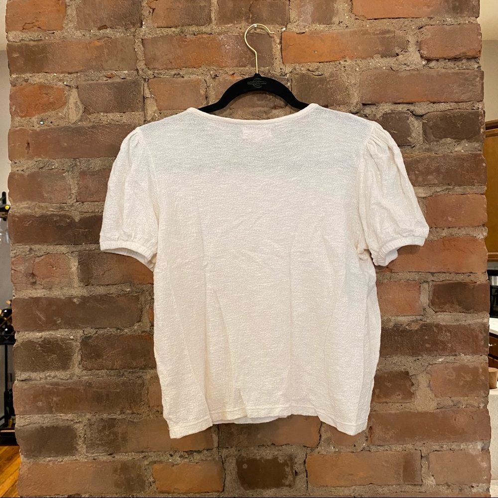 Madewell puff sleeve top in cream size small